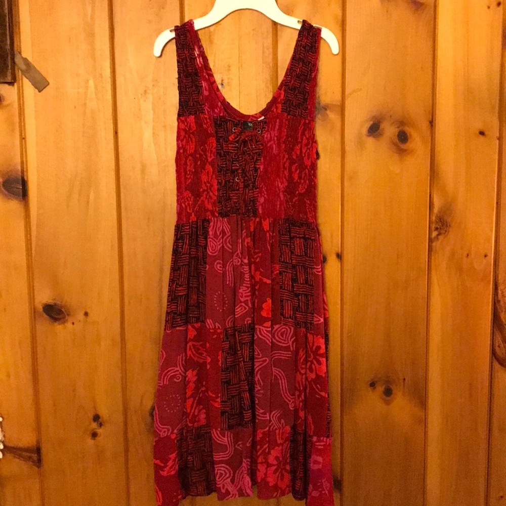Red patchwork dress